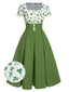 [Vorverkauf] Grün 1950er Glücksklee Geknöpftes Kleid