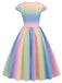 1950er Regenbogenverlauf Schatz Flügelärmeln Kleid