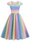 1950er Regenbogenverlauf Schatz Flügelärmeln Kleid