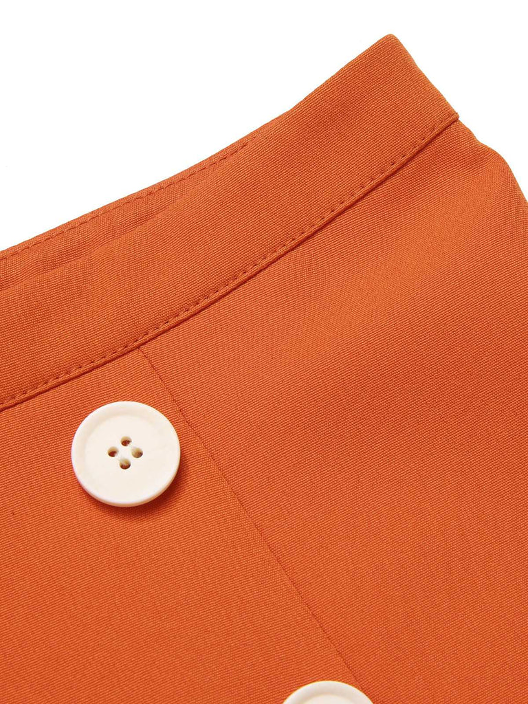 2PS Orange 1960er Hippie Blumen Halfter Top & Knöpfen Rock