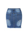 Blau 1960er Zerrissener Jeansrock