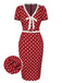 Rot 1960er Polka Dots Krawattenhals Kleid