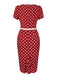 Rot 1960er Polka Dots Krawattenhals Kleid