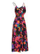 Multicolor 1940er Abstrakte Blumen A-line Gurt Kleid