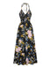 Multicolor 1940er Smocked Halter Blumen Kleid