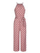 Rosa 1930er Polka Dots Kordelzug Halter Jumpsuit