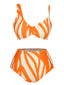 Orange 1960er Riemen Streifen Swimsuit
