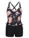 1930er Rosa Blumen Schnürung Tankini