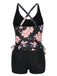 1930er Rosa Blumen Schnürung Tankini