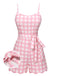 Barbie Rosa 1950er Plaid Spaghetti Träger Romper