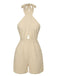 Beige 1950er Texturfalten Kreuzen Halter Romper