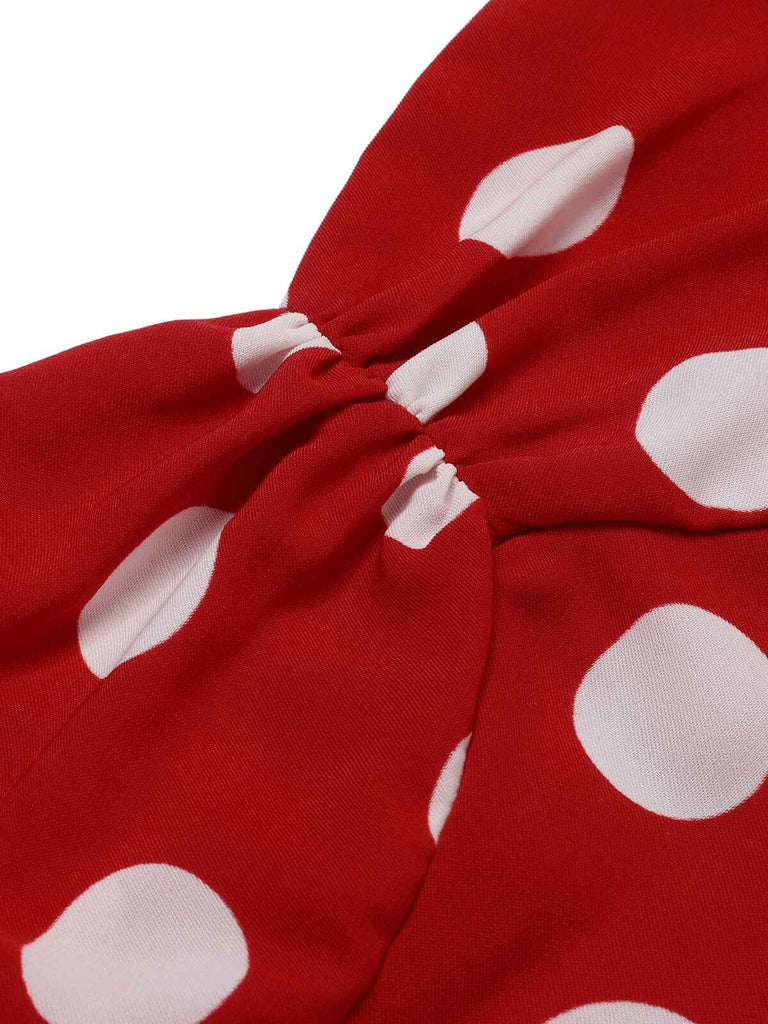 Rot 1950er Polka Dots Patchwork Halter Romper