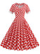 Rot 1950er Sweetheart-Kragen Plaids Kleid