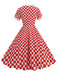 Rot 1950er Sweetheart-Kragen Plaids Kleid