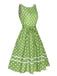 Grün 1950er Polka Dots Spitze Kleid