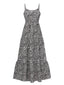 Schwarz 1930er Mandala-Druck Gurt Kleid