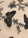 Schwarz 1950er 3D-Schmetterlings Masche Patchwork Kleid