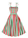 1950er Spaghetti Träger Streifen Farbe-Patchwork Kleid