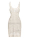 Beige 1960er Hollow Crochet Strap Cover-Up