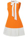 [Vorverkauf] [Übergröße] Orange 1960er Bogen Patchwork Ärmelloses Kleid