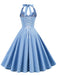 1950er Polka Dots Binden Halter Swing Kleid