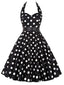 1950er Halter Kontrast Polka Dots Kleid mit Gürtel