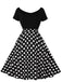 1950er Polka Dots Patchwork Kurze Ärmel Kleid