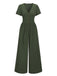 Grün 1940er V-Ausschnitt Solide Jumpsuit