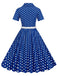 1950er Polka Dots Revers Swing Kleid mit Gürtel