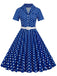 1950er Polka Dots Revers Swing Kleid mit Gürtel