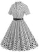 1950er Polka Dots Revers Swing Kleid mit Gürtel