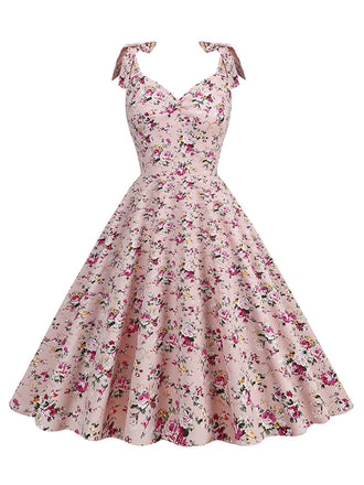 1950er Gänseblümchen Binden Swing Kleid