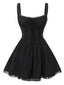 Schwarz 1950er Solide Spitze Gotisch Kleid