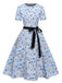 1950er Blümchen Swing Kleid mit Schleife