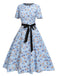 1950er Blümchen Swing Kleid mit Schleife