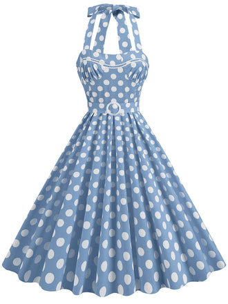 1950er Polka Dot Halter Kleid mit Gürtel