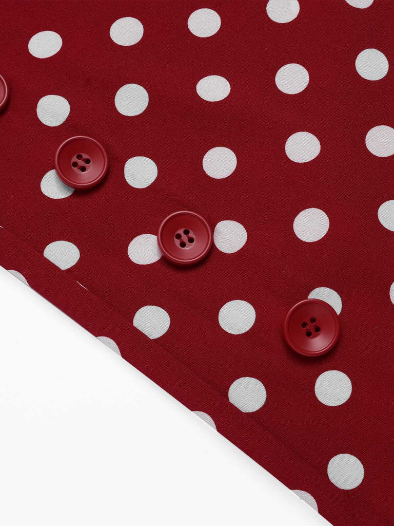 Tiefrot 1940er Polka Dots Träger Jumpsuit