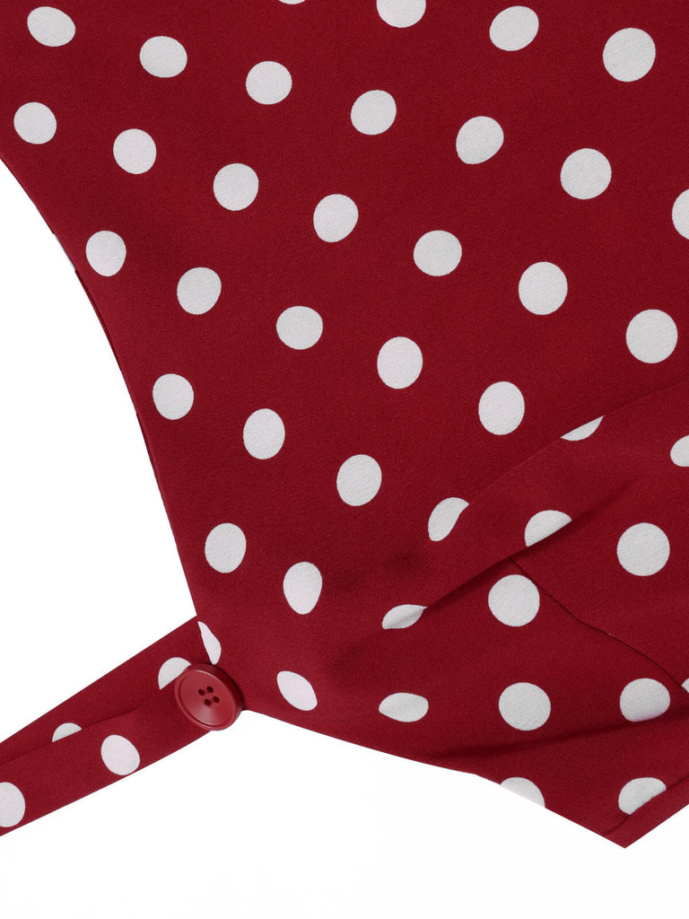 Tiefrot 1940er Polka Dots Träger Jumpsuit