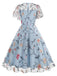 1950er Blumen Besticktes Masche Swing Kleid