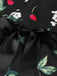 Schwarz 1950er Halter Blumen Spitzensaum Kleid