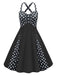 Schwarz 1950er Polka Dots Patchwork Kleid