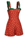 Rot 1950er Erdbeere Polka Dots Gurt Romper