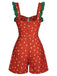 Rot 1950er Erdbeere Polka Dots Gurt Romper