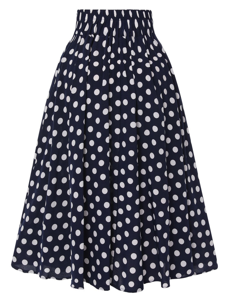 Tiefblau 1940er Polka Dots Rock