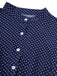 Tiefblau 1950er Polka Dots Rüschen Knöpfen Kleid