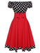 Schwarz & Rot 1950er Polka Dots Schulterfrei Kleid Mit Zubehör-Set