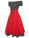 Schwarz & Rot 1950er Polka Dots Schulterfrei Kleid Mit Zubehör-Set