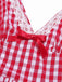 Rot 1950er Spitze V-Ausschnitt Plaid Kleid