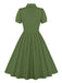 1950er Solide Revers Knöpfen Swing Kleid