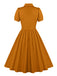 1950er Solide Revers Knöpfen Swing Kleid